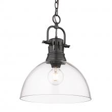  3602-L BLK-CLR - Duncan BLK 1 Light Pendant in Matte Black with Clear Glass Shade